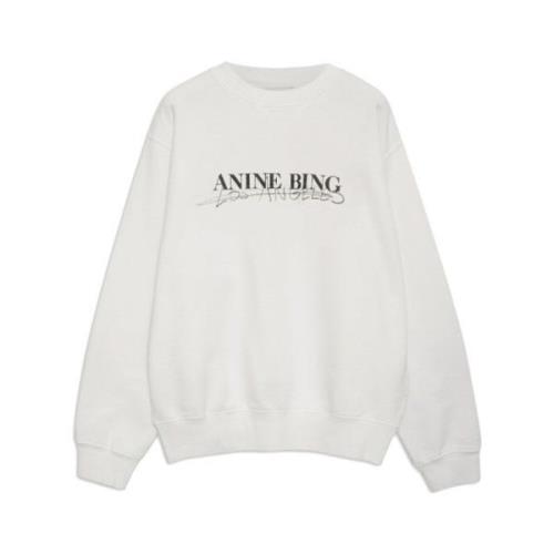 Anine Bing Ramona Oversized Sweatshirt med Svart Tryck White, Dam