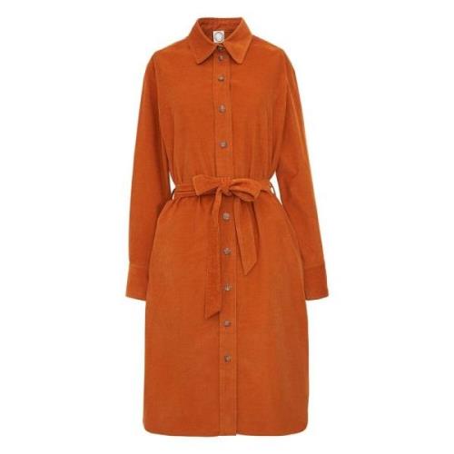 Ines De La Fressange Paris Orange Sammet Skjortklänning Orange, Dam