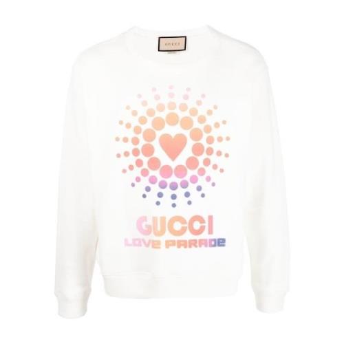 Gucci Vit Love Parade Heart Sun Sweater White, Herr