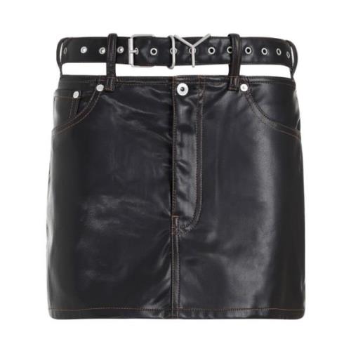 Y/Project Leather Skirts Black, Dam