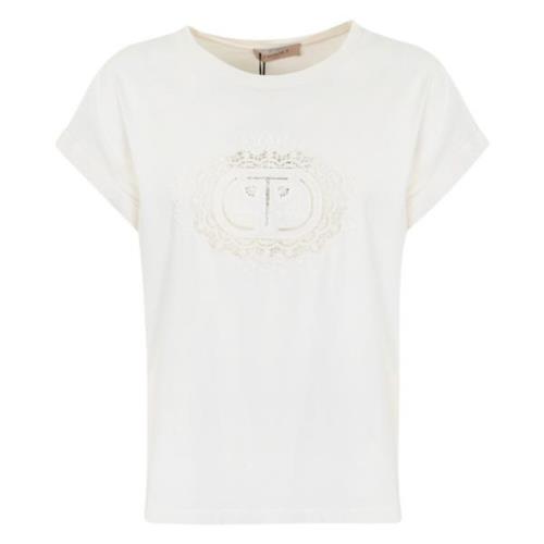 Twinset Vita T-shirts och Polos med Logo White, Dam