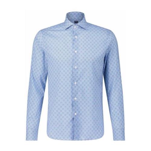 Fedeli Vår/Sommar Bomullsskjorta med Tryck Blue, Herr