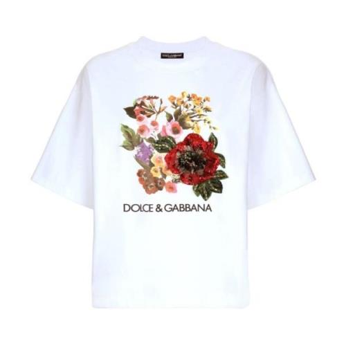 Dolce & Gabbana Paljett T-shirt White, Dam