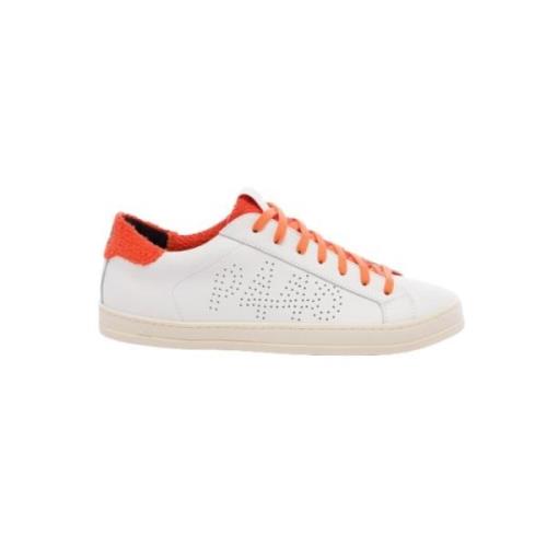 P448 Vita låga sneakers med orange svamp White, Herr