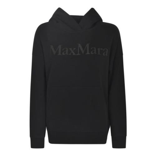 Max Mara Svart Logotyp Tryckad Huva Tröja Black, Dam