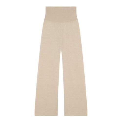 Cortana Linne Wide Leg Byxor Beige, Dam