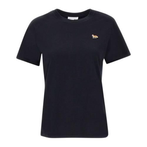 Maison Kitsuné Svart bomullst-shirt med rävlogotyp Black, Dam