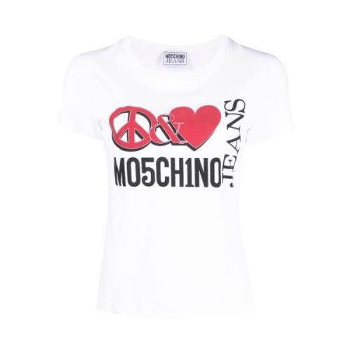 Moschino Logo-print bomull T-shirt med hjärttryck White, Dam