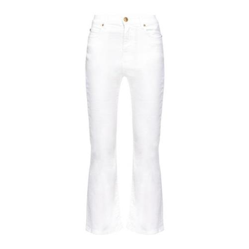 Pinko Bootcut Cropped Trousers in Vit White, Dam