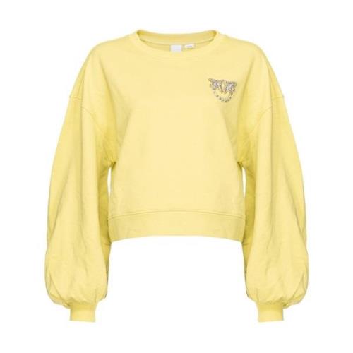 Pinko Gul broderad juvel sweatshirt Ceresole Yellow, Dam