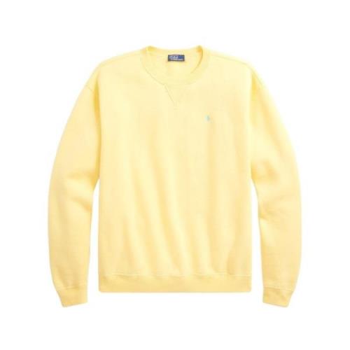 Ralph Lauren Gul Polo Sweatshirt med Blå Hästlogotyp Yellow, Dam