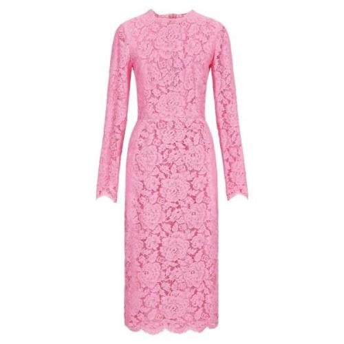Dolce & Gabbana Elegant Spetsklänning för Kvinnor Pink, Dam