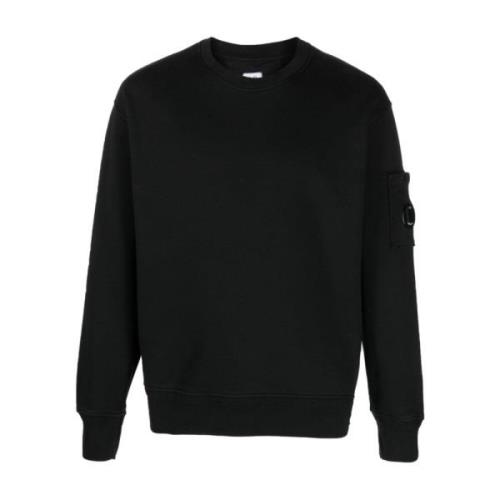 C.p. Company Fleece Lens Sweatshirt med Unik Finish Black, Herr