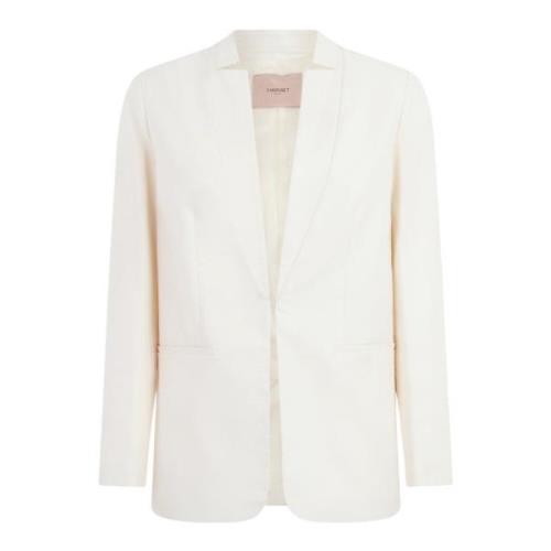 Twinset Vit Linne Tvättad Blazer White, Dam