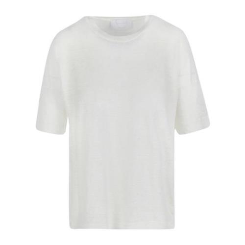 Daniele Fiesoli Linne T-shirt med Rund Hals White, Dam