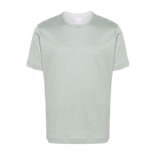 Eleventy Lagerad bomull T-shirt Salvia Grön Green, Herr