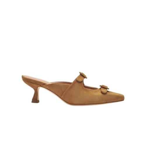 Scarosso Elegant Tan Suede Slip-On Mules Brown, Dam