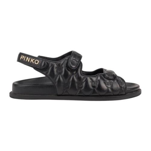 Pinko Quiltad Lädersandal Svart Black, Dam