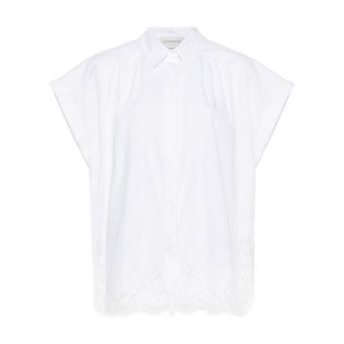 Ermanno Scervino Vit Skjorta med Blomspetsdetaljer White, Dam