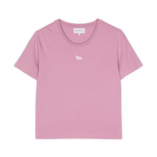 Maison Kitsuné Rosa T-shirt med rävmotiv Pink, Dam