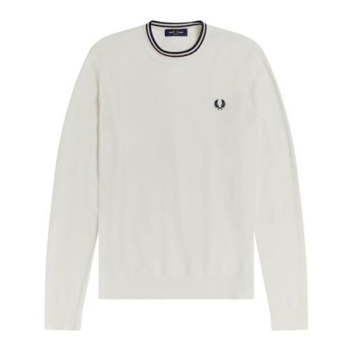 Fred Perry Oversized Stickad Tröja White, Herr