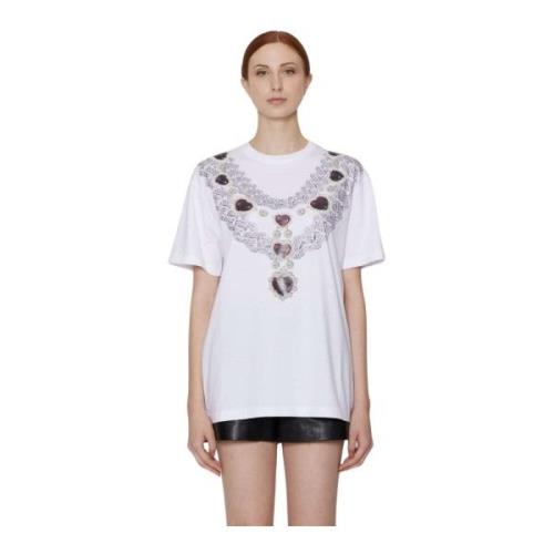 John Richmond Grafisk Front Rund Hals T-shirt White, Dam