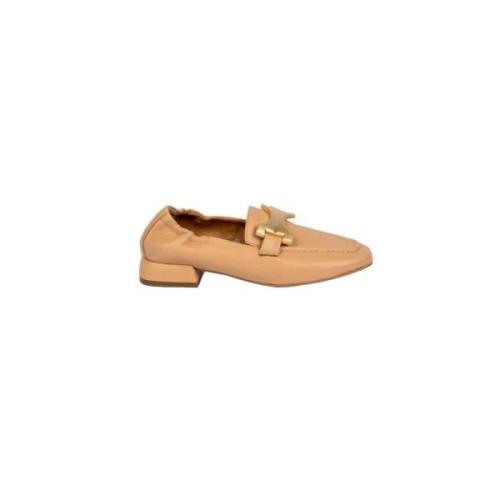 Mjus Nude Läder Loafers med Guld Detalj Beige, Dam