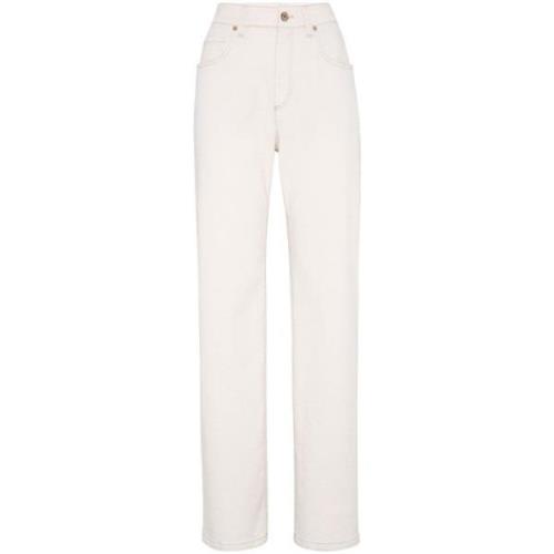 Brunello Cucinelli Ecru Straight-Leg Jeans White, Dam