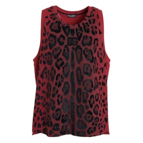 Dolce & Gabbana Röd Leopardmönstrad Tanktop Multicolor, Herr
