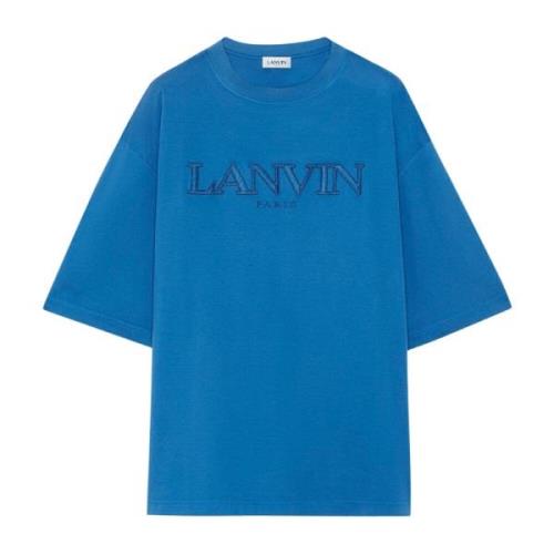 Lanvin Blå Broderad Oversize Tee-Shirt Paris Blue, Herr
