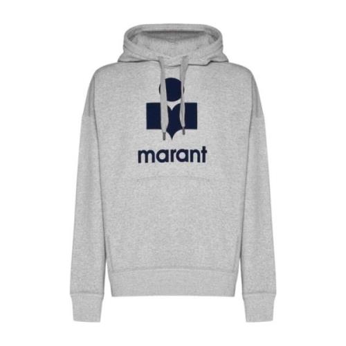 Isabel Marant Bomull Långärmad Logo Sweatshirt Gray, Herr