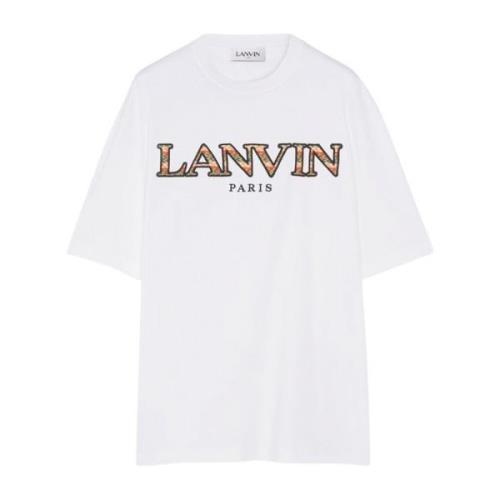 Lanvin Vit Curb T-shirt Jersey Bomull Logo White, Herr