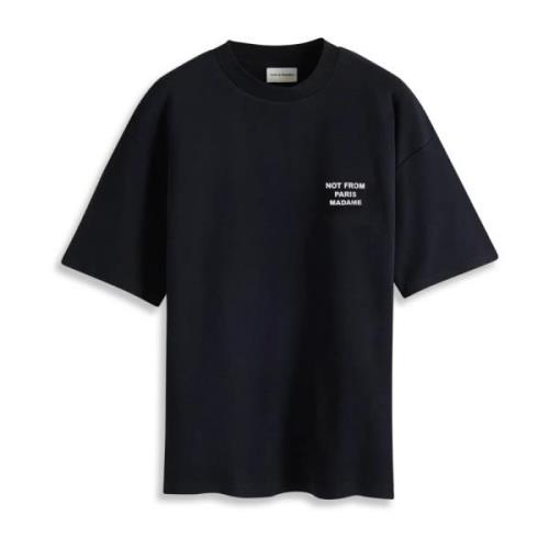 Drole de Monsieur Slogan T-shirt Rak Skärning Bomull Black, Herr