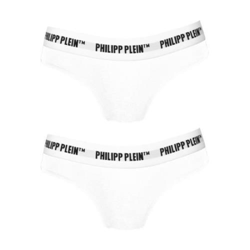 Philipp Plein Kvinnors Bomullsslip Bi-Pack White, Dam