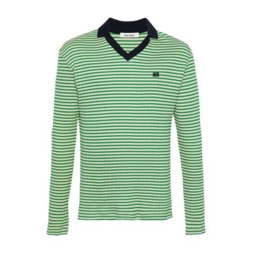 Wales Bonner Ivory Green Sonic Polo Tröja Multicolor, Dam