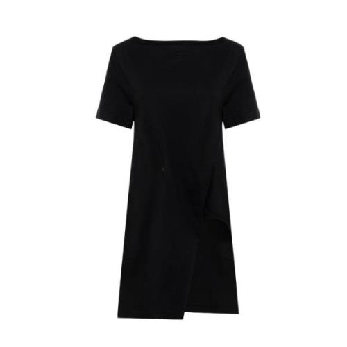 Courrèges Bomull Mini Klänning Båtringning Black, Dam