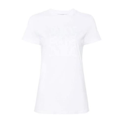 Max Mara Broderad Logotyp Vit Bomull T-shirt White, Dam