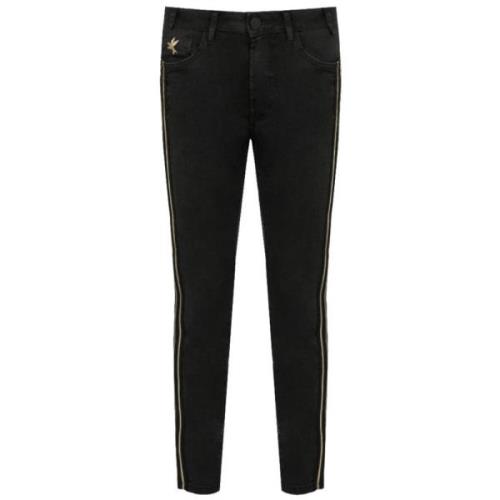 One Teaspoon Svarta Skinny Jeans med Guld Detaljer Black, Dam