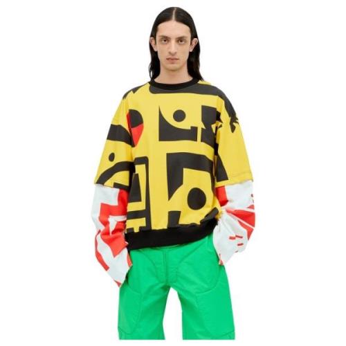 Walter Van Beirendonck Grafisk Crewneck Sweatshirt Multicolor, Herr