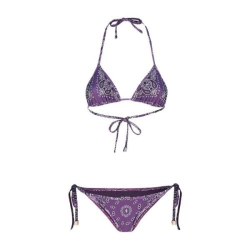 The Attico Bandana Print Lycra Bikini Purple, Dam