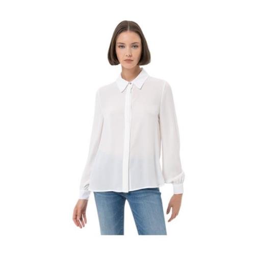 Fracomina Georgette klassisk skjorta med dolda knappar White, Dam