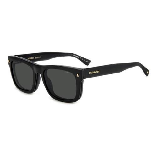 Dsquared2 Svart Folding Clip On Solglasögon Black, Herr