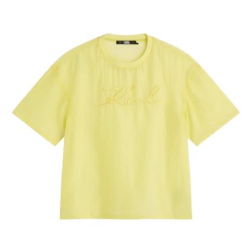 Karl Lagerfeld Ikonik 2.0 Grafisk T-shirt Yellow, Dam