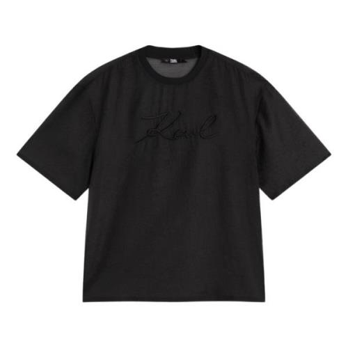 Karl Lagerfeld Signatur Organza T-shirt Black, Dam