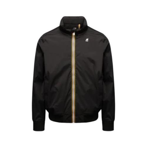 K-Way Bomber Zip Jacka, Svart Nylon Black, Herr