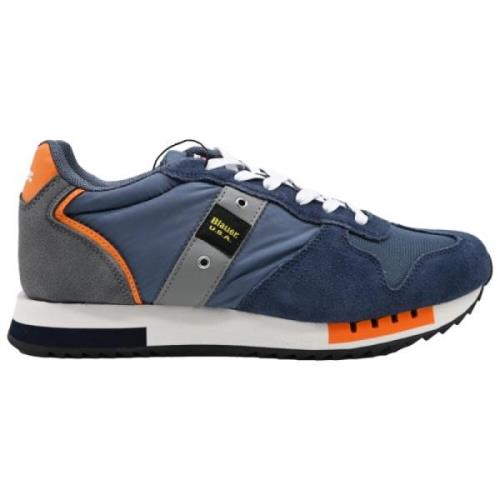 Blauer Navy Orange Stiliga Sneakers Multicolor, Herr