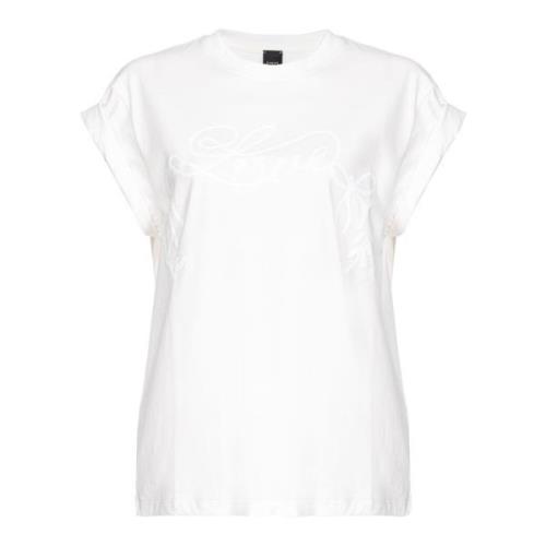 Pinko Kärleksmönster T-shirt White, Dam