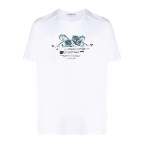 Givenchy Tryckt Bomull T-shirt - Vit White, Herr