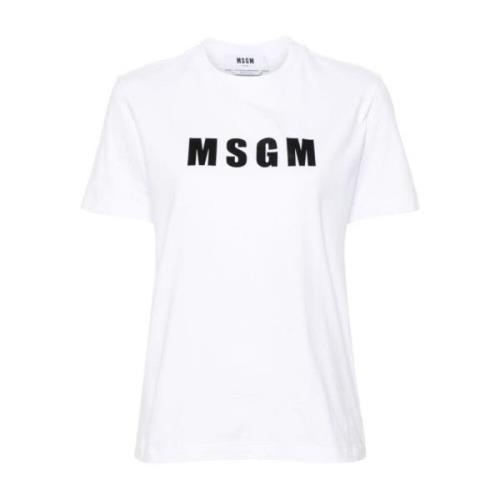Msgm Logo Print Crew Neck T-shirt White, Dam