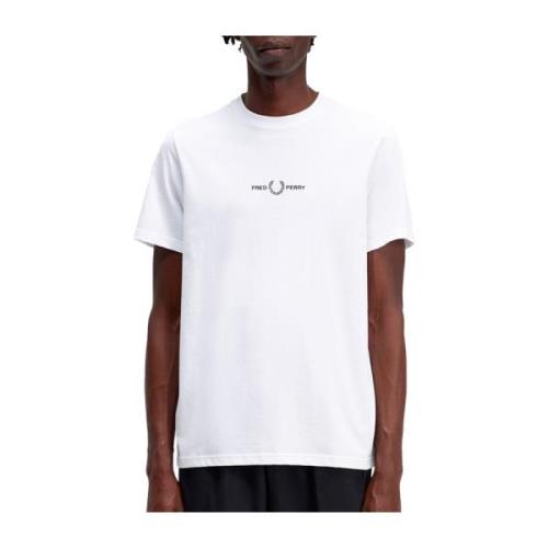 Fred Perry Grafiskt Logotryck T-shirt Bomull Jersey White, Herr